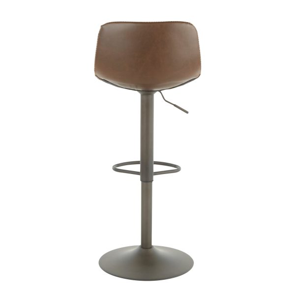 Duke Industrial Antique Metal Brown Faux Leather Adjustable Barstool Set of 2 8