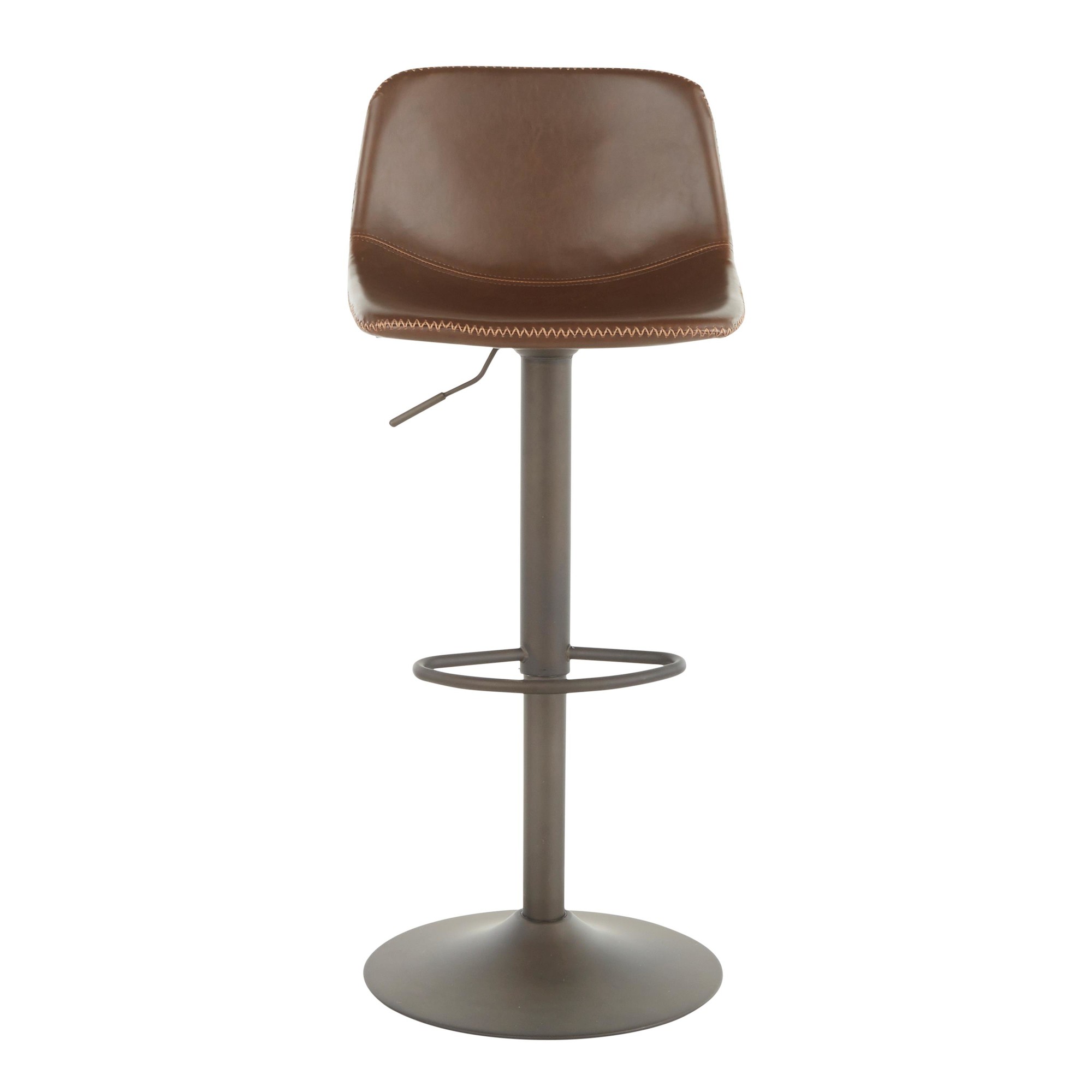 Duke Industrial Antique Metal Brown Faux Leather Adjustable Barstool (Set of 2) 10 Duke Industrial Antique Metal Brown Faux Leather Adjustable Barstool (Set of 2) - Image 10