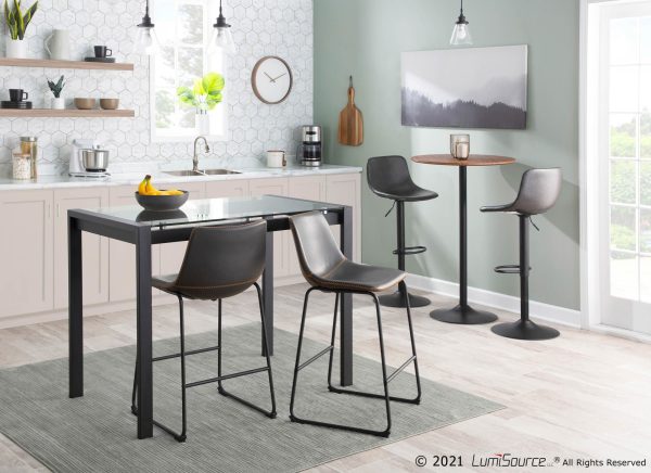 Duke Industrial Black Metal Grey Barstools Set of 2 1