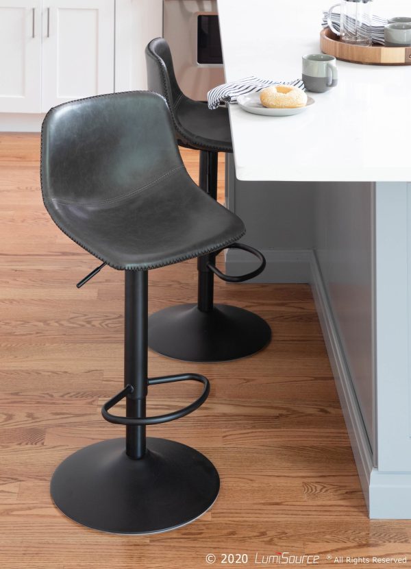 Duke Industrial Black Metal Grey Barstools Set of 2 5