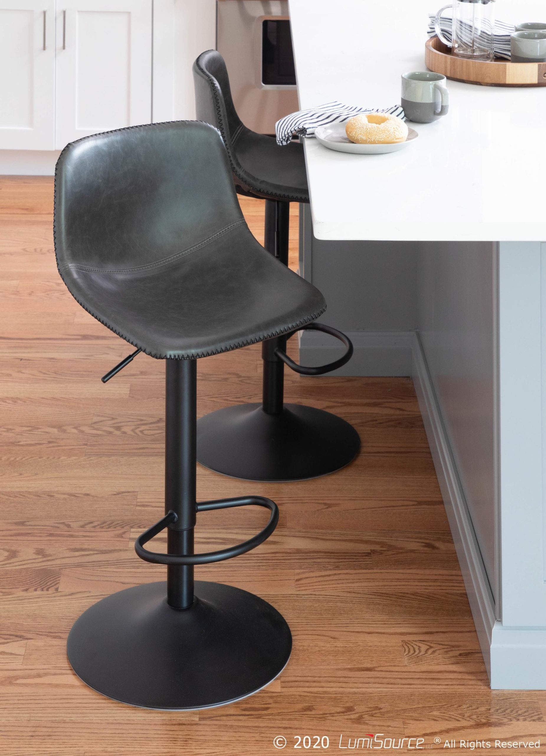 Duke Industrial Black Metal Grey Barstools (Set of 2) 6 Duke Industrial Black Metal Grey Barstools (Set of 2) - Image 6