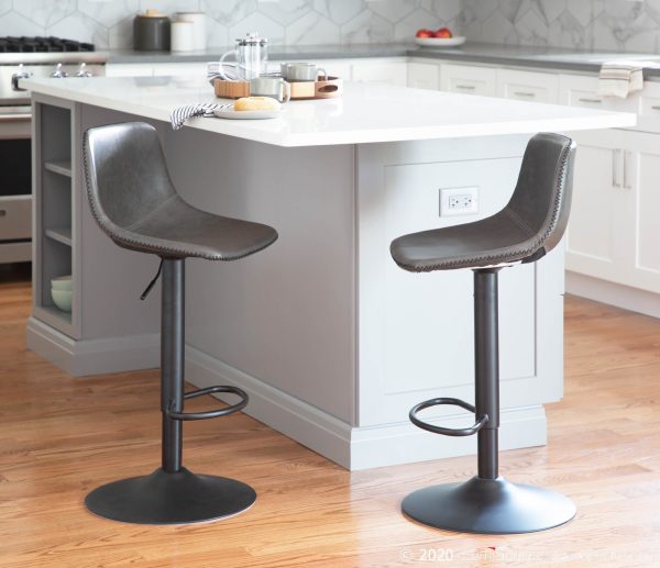 Duke Industrial Black Metal Grey Barstools Set of 2 7