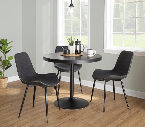 Duke Industrial Black and Grey Fabric Dining Chairs Set of 2 1