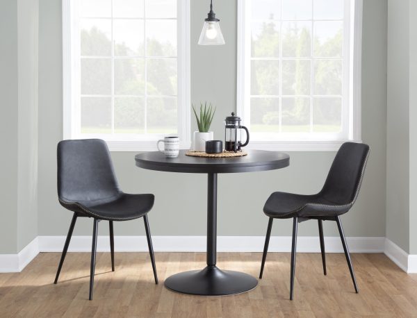 Duke Industrial Black and Grey Fabric Dining Chairs Set of 2 2