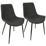 Duke Industrial Black and Grey Fabric Dining Chairs (Set of 2)