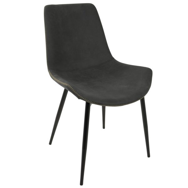 Duke Industrial Black and Grey Fabric Dining Chairs Set of 2 4