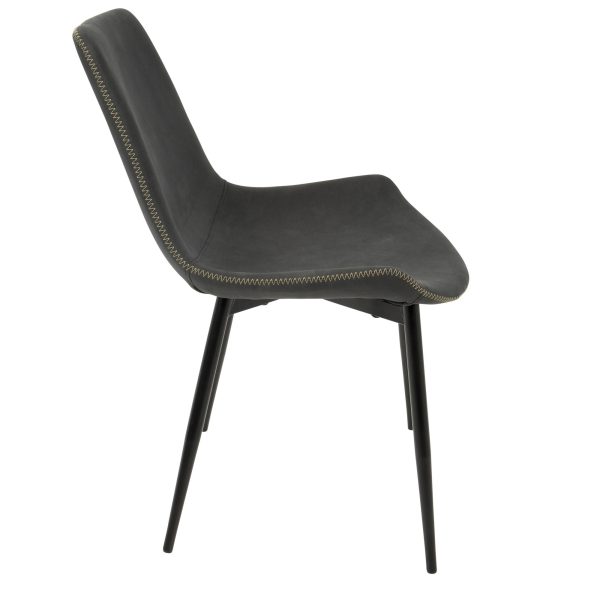 Duke Industrial Black and Grey Fabric Dining Chairs Set of 2 5