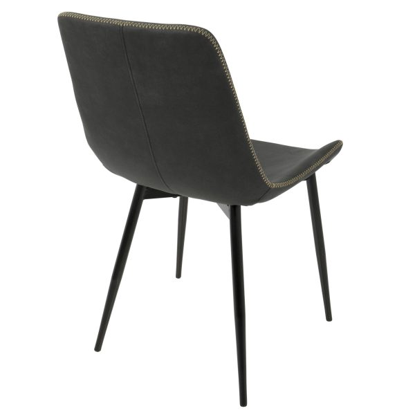 Duke Industrial Black and Grey Fabric Dining Chairs Set of 2 6