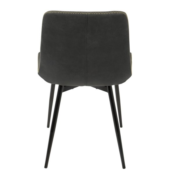 Duke Industrial Black and Grey Fabric Dining Chairs Set of 2 7