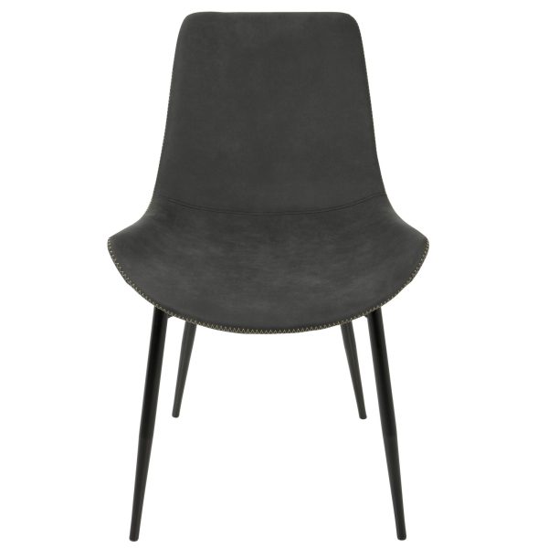 Duke Industrial Black and Grey Fabric Dining Chairs Set of 2 8