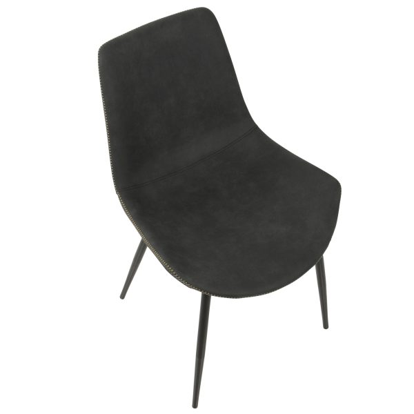 Duke Industrial Black and Grey Fabric Dining Chairs Set of 2 9