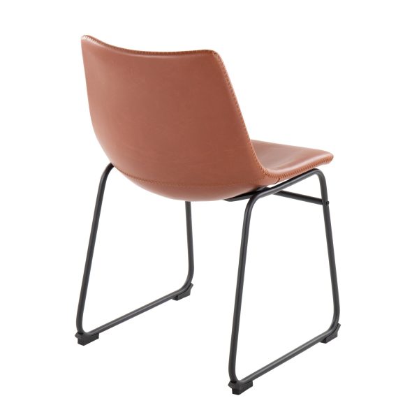 Duke Industrial Cognac Faux Leather Dining Chairs Set of 2 5
