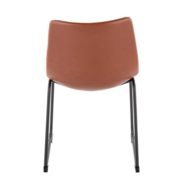 Duke Industrial Cognac Faux Leather Dining Chairs Set of 2 6