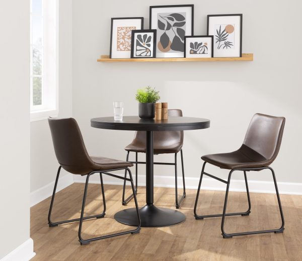Duke Industrial Espresso Faux Leather Dining Chairs Set of 2 1