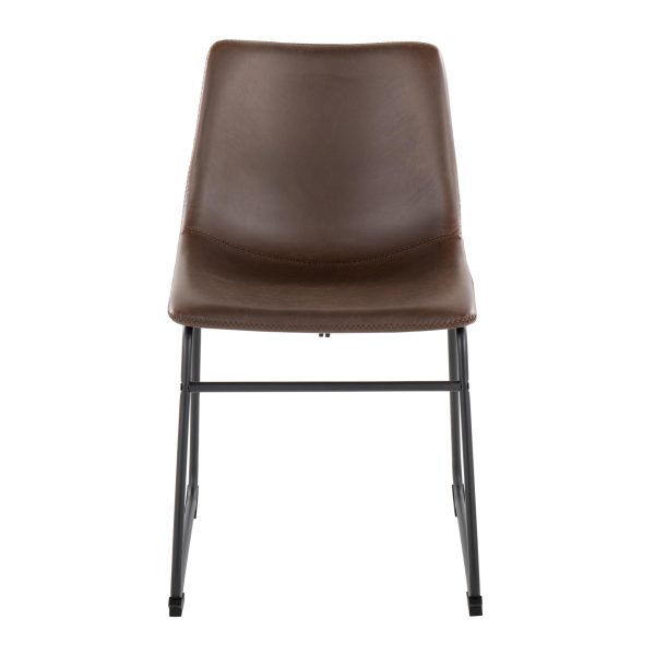 Duke Industrial Espresso Faux Leather Dining Chairs Set of 2 5
