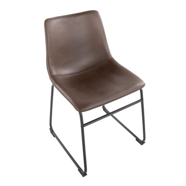 Duke Industrial Espresso Faux Leather Dining Chairs Set of 2 6