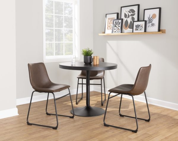 Duke Industrial Espresso Faux Leather Dining Chairs Set of 2