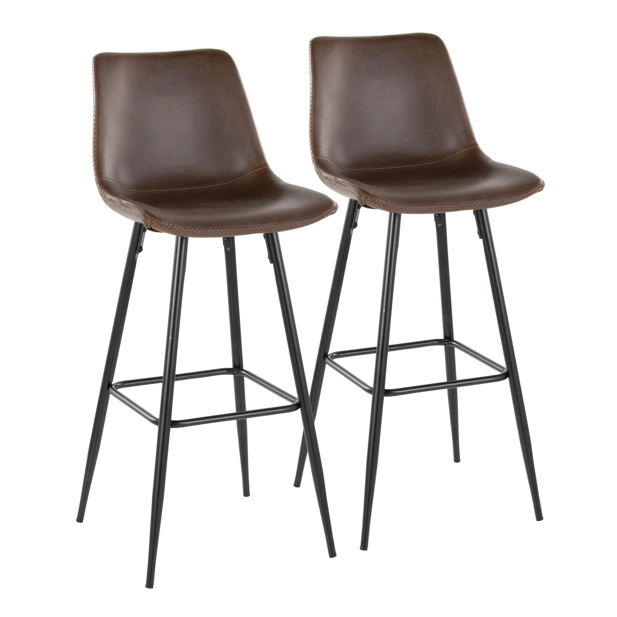 Durango 26 Inch Industrial Espresso Faux Leather Counter Stools (Set of 2) 2 Durango 26 Inch Industrial Espresso Faux Leather Counter Stools (Set of 2) - Image 2