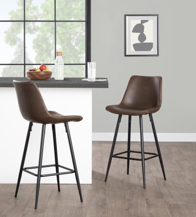 Durango 26 Inch Industrial Espresso Faux Leather Counter Stools (Set of 2)