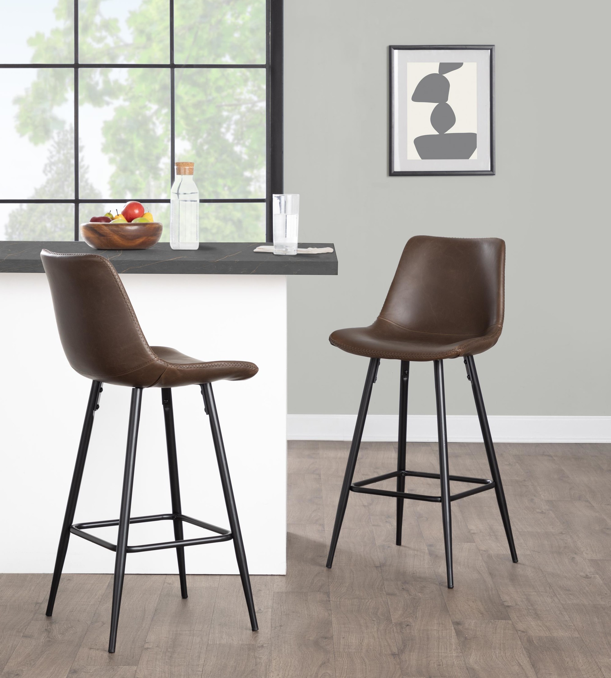 Durango 26 Inch Industrial Espresso Faux Leather Counter Stools (Set of 2) 1 Durango 26 Inch Industrial Espresso Faux Leather Counter Stools (Set of 2)