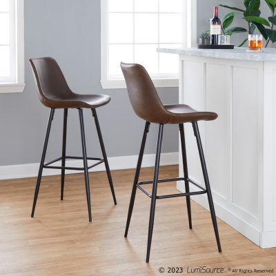 Durango 30 Inch Industrial Black Metal Espresso Barstools (Set of 2)