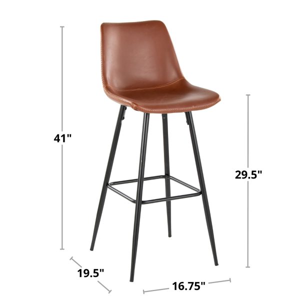 Durango 30 Inch Industrial Black Metal Espresso Barstools Set of 2 8