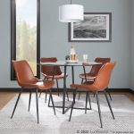 Durango Black Metal Cognac Faux Leather Dining Chairs (Set of 2)