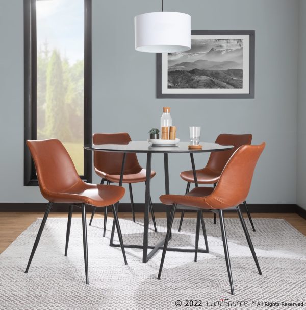 Durango Black Metal Cognac Faux Leather Dining Chairs Set of 2 1