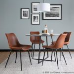 Durango Black Metal Cognac Faux Leather Dining Chairs (Set of 2)