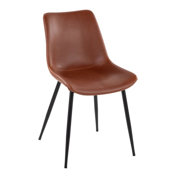 Durango Black Metal Cognac Faux Leather Dining Chairs Set of 2 3