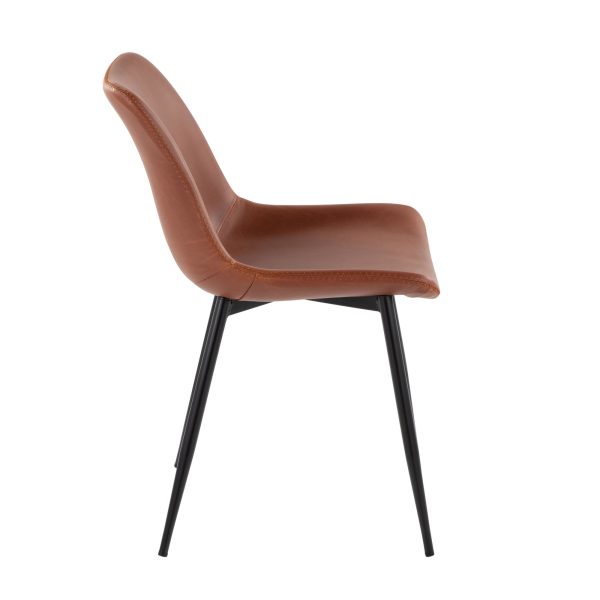 Durango Black Metal Cognac Faux Leather Dining Chairs Set of 2 4
