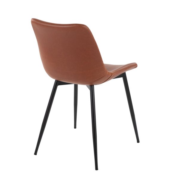 Durango Black Metal Cognac Faux Leather Dining Chairs Set of 2 5