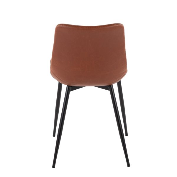 Durango Black Metal Cognac Faux Leather Dining Chairs Set of 2 6
