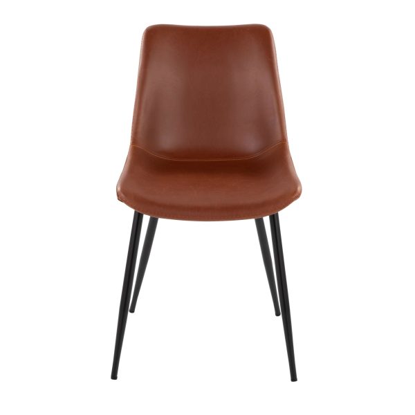 Durango Black Metal Cognac Faux Leather Dining Chairs Set of 2 7