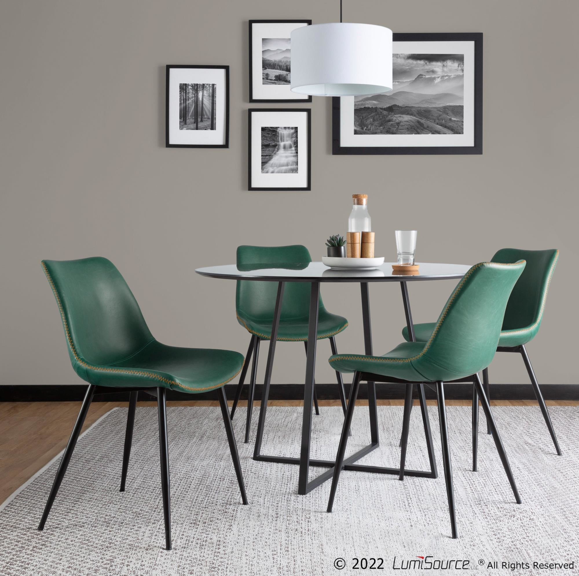 Durango Industrial Green Faux Leather Dining Chairs Black Metal (Set of 2) 4 Durango Industrial Green Faux Leather Dining Chairs Black Metal (Set of 2) - Image 4