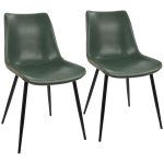 Durango Industrial Green Faux Leather Dining Chairs Black Metal (Set of 2) 18 Durango Industrial Green Faux Leather Dining Chairs Black Metal (Set of 2)