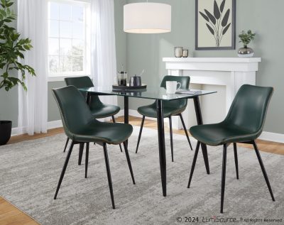 Durango Industrial Green Faux Leather Dining Chairs Black Metal (Set of 2)
