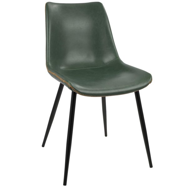 Durango Industrial Green Faux Leather Dining Chairs Black Metal Set of 2 5