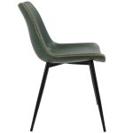 Durango Industrial Green Faux Leather Dining Chairs Black Metal (Set of 2) 20 Durango Industrial Green Faux Leather Dining Chairs Black Metal (Set of 2)