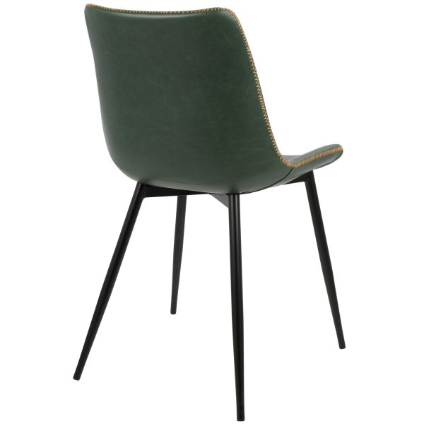 Durango Industrial Green Faux Leather Dining Chairs Black Metal Set of 2 7