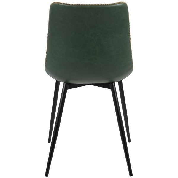 Durango Industrial Green Faux Leather Dining Chairs Black Metal Set of 2 8