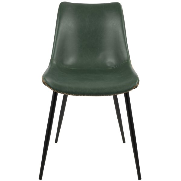 Durango Industrial Green Faux Leather Dining Chairs Black Metal Set of 2 9