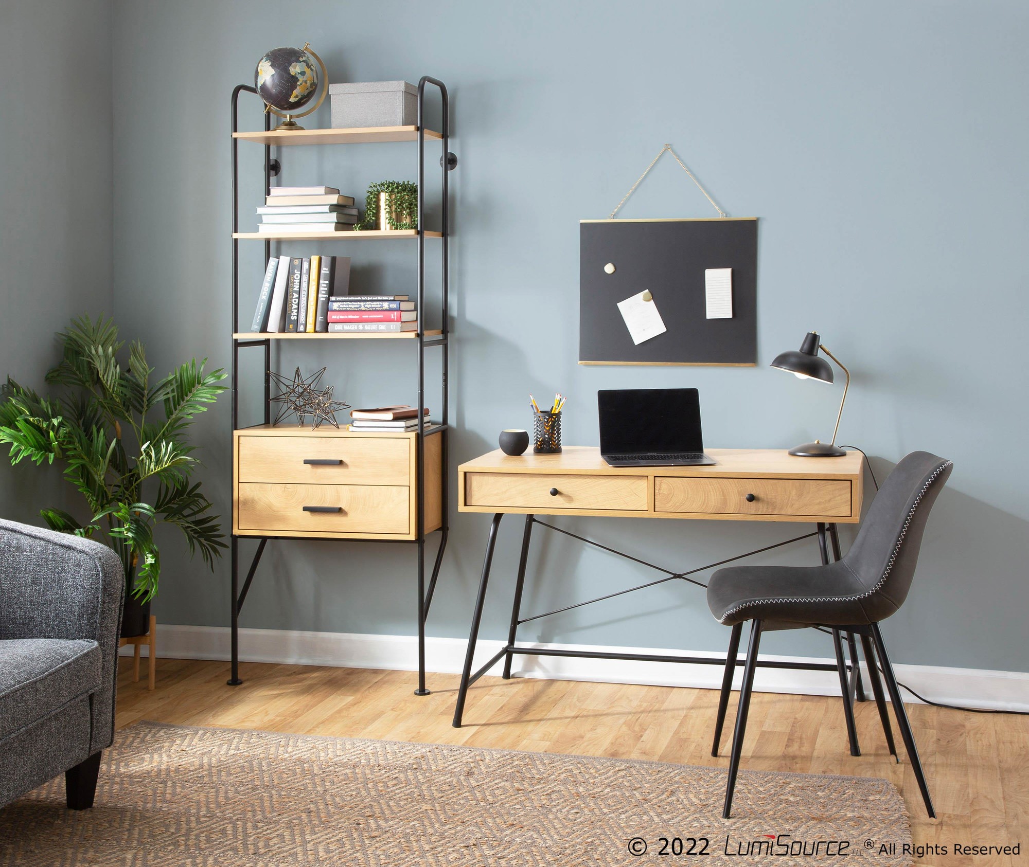 Durango Industrial Grey Faux Leather Dining Chairs Black Metal (Set of 2) 3 Durango Industrial Grey Faux Leather Dining Chairs Black Metal (Set of 2) - Image 3