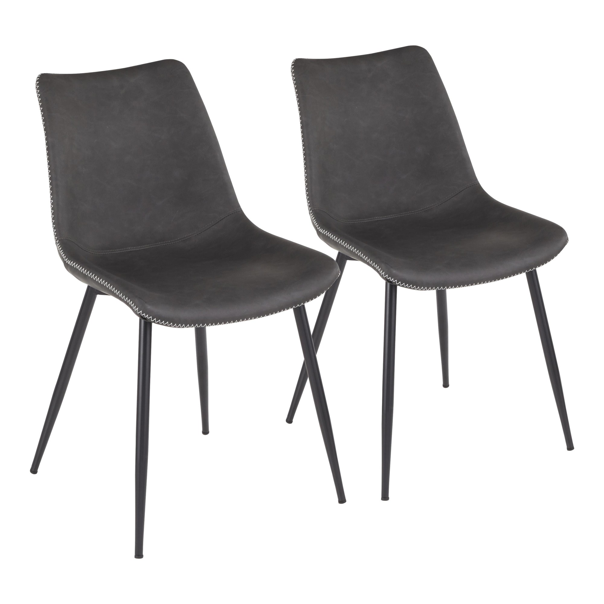Durango Industrial Grey Faux Leather Dining Chairs Black Metal (Set of 2) 4 Durango Industrial Grey Faux Leather Dining Chairs Black Metal (Set of 2) - Image 4