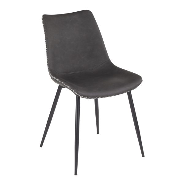 Durango Industrial Grey Faux Leather Dining Chairs Black Metal Set of 2 4