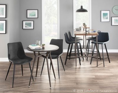 Durango Industrial Grey Faux Leather Dining Chairs Black Metal (Set of 2)