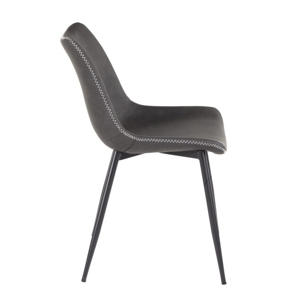 Durango Industrial Grey Faux Leather Dining Chairs Black Metal Set of 2 5