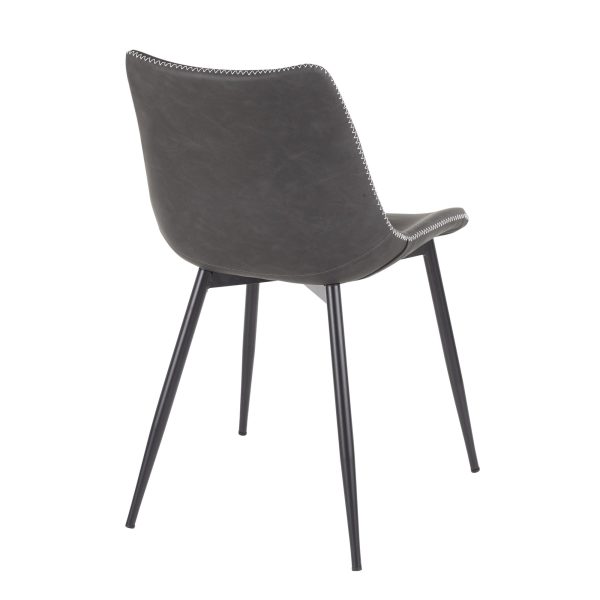 Durango Industrial Grey Faux Leather Dining Chairs Black Metal Set of 2 6