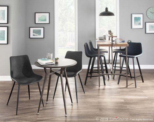 Durango Industrial Grey Faux Leather Dining Chairs Black Metal Set of 2