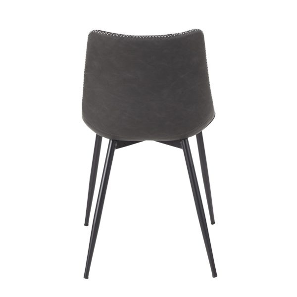 Durango Industrial Grey Faux Leather Dining Chairs Black Metal Set of 2 7